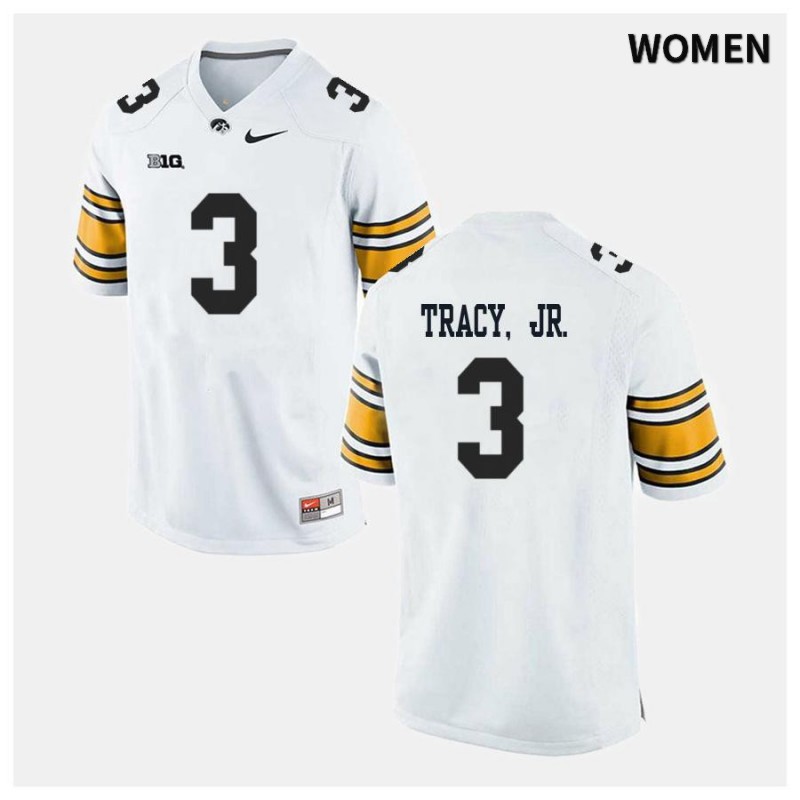 Women's Iowa Hawkeyes NCAA #3 Tyrone Tracy Jr White Authentic Nike Alumni Stitched College Football Jersey HV34D46QU